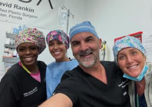 Dr. Rankin takes a selfie with his surgery team at the Aqua Plastic Surgery office in Jupiter